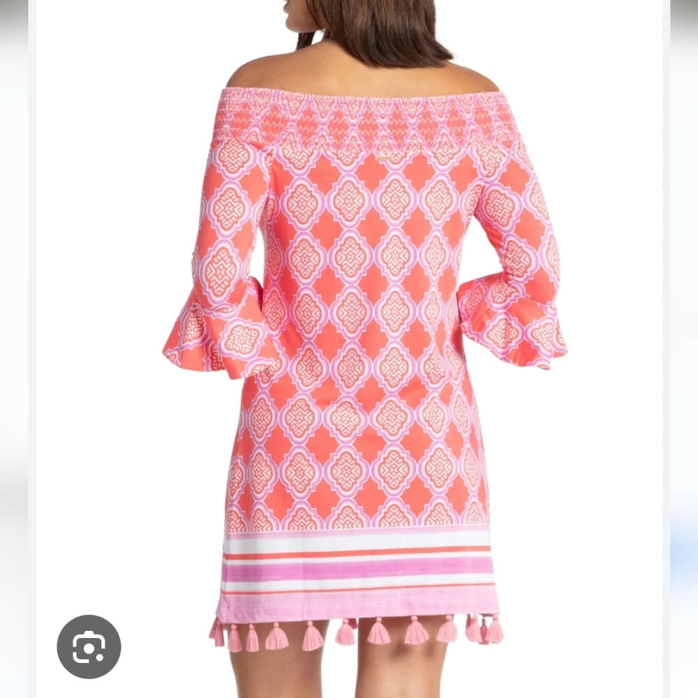 Pink Off-Shoulder Dress - Cabana Life,  50+ UV Protection - Picture 2 of 13